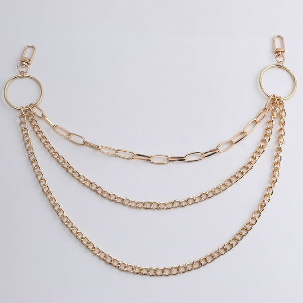 Generic Rock Gold Multilayer Waist Belt Dress Keychain Body Long Chain For