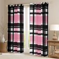 thumbnail image 2 of Homewish Check Geometric Blackout Curtains Set of 2 (52x84 Each),Modern Geometric Pattern Window Curtains,Pink Black Curtains and Drapes For Boys Teens,Ultra Soft Home Decor, 2 of 6