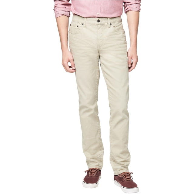 Aeropostale Mens Twill Casual Chino Pantalones, Beige, 27W x 28L