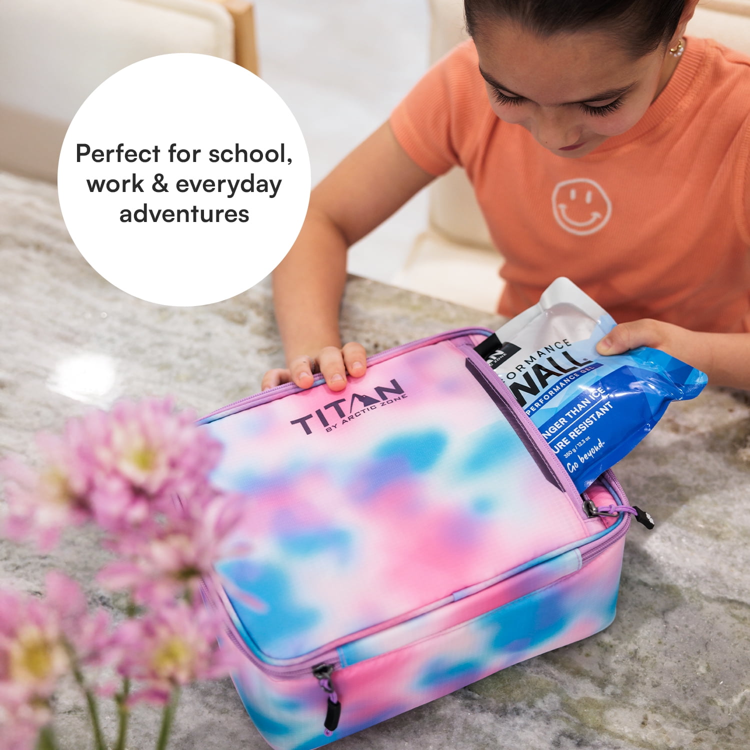 Titan by Arctic Zone Fridge Cold Horizontal Insulated Lunch Box with Reusable Ice Walls - Cotton Candy