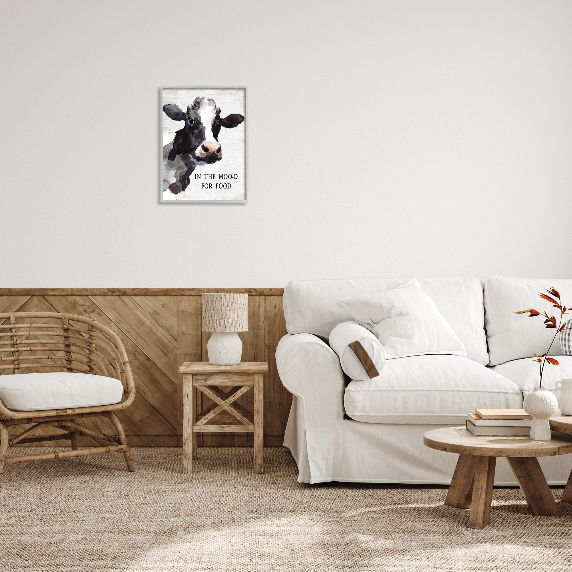 Stupell Industries In the Moo-d For Food Funny Kitchen Cow, 16 x 20, Design by Lettered and Lined