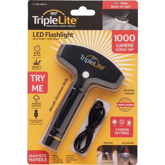 TripleLite 1000LM LED Flashlight – High-Intensity, Waterproof, Rechargeable, 3 Modes, Ultra-Bright, Durable for Outdoor & Emergency Use
