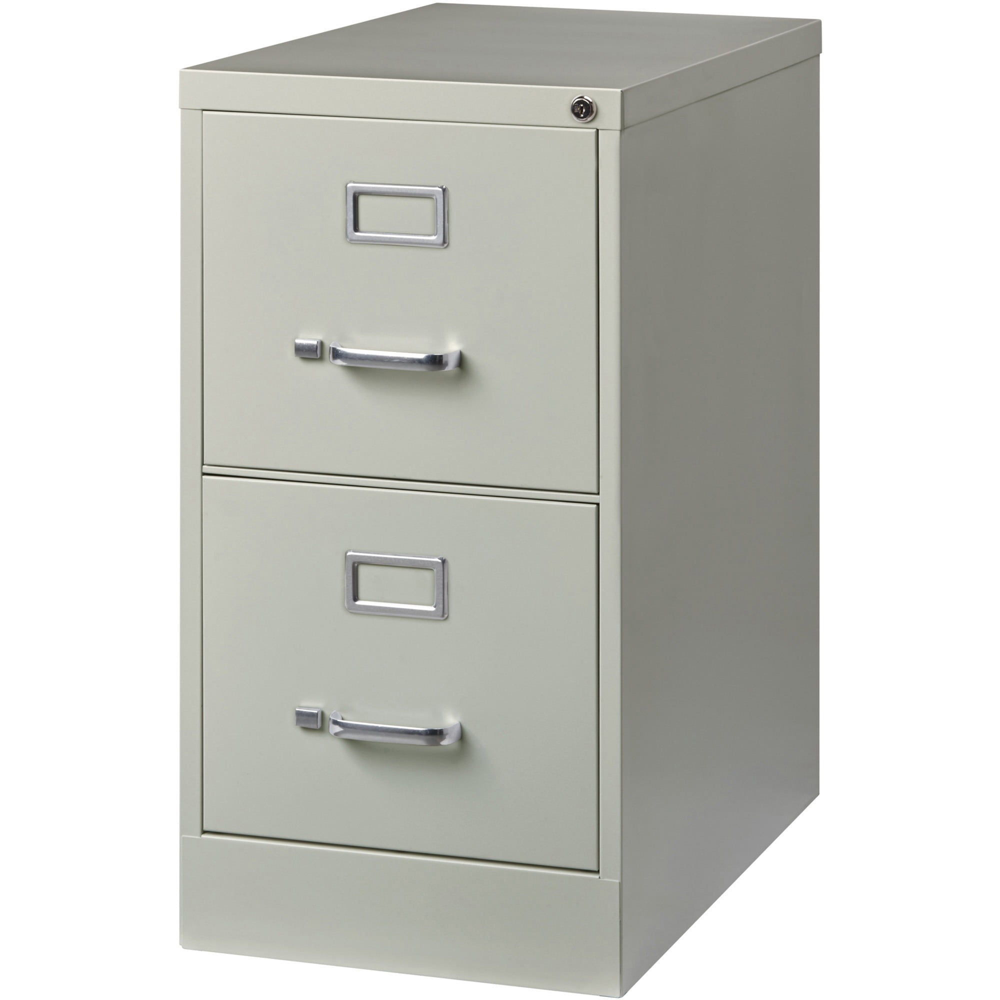Lorell Vertical File - 2-drawer - 15" X 25" X 28.4" - 2 X Drawer(s) For File - Letter - Vertical - Security Lock, Ball-bearing Suspension, Heavy Duty - Light Gray - Steel - Recycled