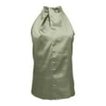 thumbnail image 6 of Breezora Womens Satin Keyhole Back Tank Top Elegant Sleeveless Blouse Front Closure Strap Vest L Size Light Green, 6 of 6