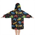 thumbnail image 2 of Multicolor Controllers Games Icons Black Pattern Blanket Hoodies for Kids 6-13YR Oversize Wearable Blanket Hoodies for Boys Girls Teens, 2 of 7