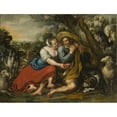 thumbnail image 2 of Jan Thomas van Leperen 14x12 Gold Ornate Wood Frame and Double Matted Museum Art Print Titled - Pastoral Scene (From 1640), 2 of 4