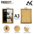 thumbnail image 2 of AK Frames Sleek Thin Style Gold A3 Picture Frame in Size 29.7 x 42.0cm With Safe Tempered Glass Front & Wall Mounted Hooks A3 Gold Frame To Display As Landscape Or Portrait&nbsp;, 2 of 5