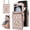 Rose Gold, variant on Phone Case for Samsung Galaxy Z Flip 5 5G 2023 Wallet Cover with RFID Blocking Ring Crossbody Wrist Strap Stand Credit Card Holder Cell Accessories ZFlip5 Z5 G Flip5 5Z Women Men Girls Teal