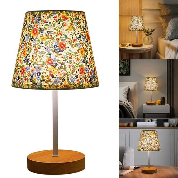 Lámpara de escritorio de madera maciza de tela, lámpara de escritorio pequeña USB, lámpara de noche para dormitorio, lámpara de noche LED para estudio, lámpara decorativa, una lámpara
