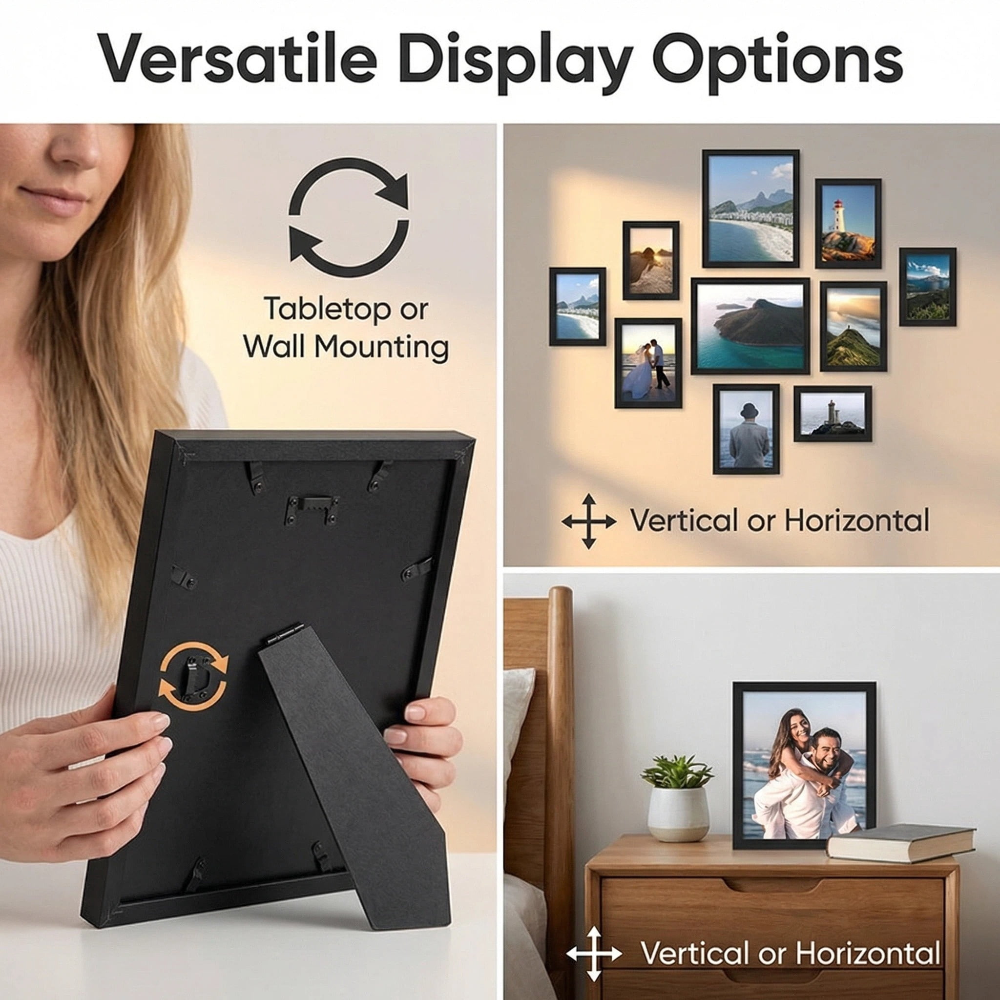 Asoricing 10-piece photo frame set - multi-size combination photo wall - perforated cardstock picture frame - black