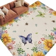 thumbnail image 2 of Area Rug for Living Room, Watercolor Flowers Non-Slip Indoor Ex Large Carpet for Bedroom/Dining Room, Spring Sunflowers Daisy Butterflies Beige Washable Low-Profile Floor Runner Rugs - 8 x 10 Ft, 2 of 7