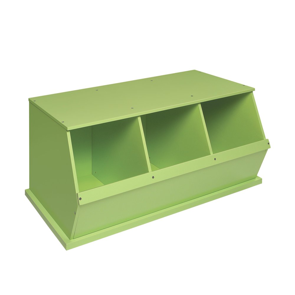 stackable wooden 3 bin open storage toy organizing cubby