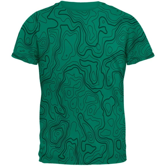 Hiking Fanatic Topographical Map Pattern Mens T Shirt