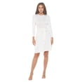 thumbnail image 3 of Women's Long Sleeve Midi Cocktail Dress, Round Neck, Sexy, for Formal, Wedding Guest, Party(Off White 3X Plus Size), 3 of 6