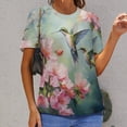 thumbnail image 6 of Flower Hummingbird Women's Short Sleeve T-Shirt Crew Neck Casual Summer Trendy Loose Fit Tops, 6 of 6