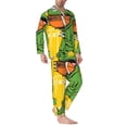 thumbnail image 2 of Fuzoiu T-Rex Playing Football Print Men's Long-Sleeved Pajama,Lounge Button Down Nightwear,Mens Notch Collar Pajama Set -X-Large, 2 of 7