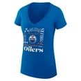 thumbnail image 2 of Women's G-III 4Her by Carl Banks Royal Edmonton Oilers Super-Slim Fit Lightweight Collage Team Graphic T-Shirt, 2 of 3