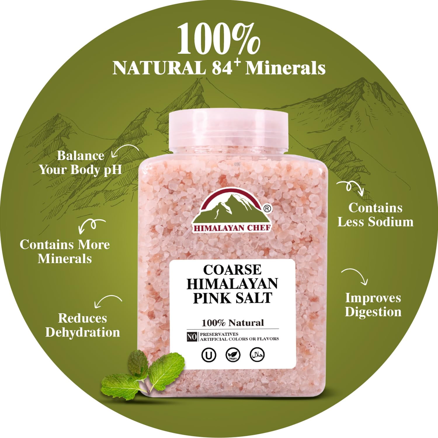 Himalayan Chef Coarse Pink Himalayan Salt, 5 lbs 2-Pack - Pure, Natural, Mineral-Rich, Kosher, Ideal for Grinder Refills, Cooking, Seasoning, Baking