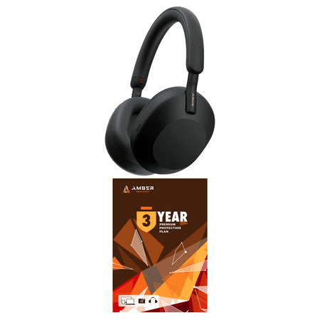 Sony WH-1000XM5-BLACK Wireless Over-Ear Noise Canceling Headphones - Black with 3 Year Amber Protection Plan (2022)