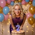 thumbnail image 6 of Birthday Number Candle, Glitter Purple Crown Design, 1 Piece, Suitable for Kids 2nd Birthday Party Cake Decoration, 6 of 6