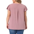 thumbnail image 3 of Agnes Orinda Women's Plus Size Blouses Swiss Dots Notched Neck Ruffle Sleeve Cute Basic Tops 2X Gray Purple, 3 of 6