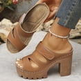 thumbnail image 5 of Bibifish Womens Block Heel Mule Sandals Chic Hollow Cutout Wide Strap Platform Slip On Ladies Sandals Summer Daily Resort Casual Sandals, 5 of 9