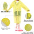 thumbnail image 3 of Poncho de Pluie Portable pour Enfants, Imperméable Réutilisable avec Capuches et Manches, Durable, Léger et Parfait pour les Activités Extérieures - 2 pack Jaune, 3 of 6