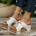 thumbnail image 6 of Miluxas Women Wedge Sandals Footbed Sandals Open Toe Buckle Band Platform Wedges Casual Summer Dressy Shoes White 5.5(35), 6 of 9