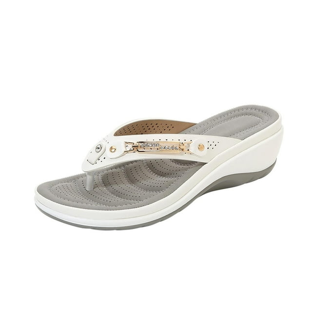 Womens Wedge Flip Flops Arch Support Cushion Soft Platform Sandals Dressy Summer Shoes Thong Sandals