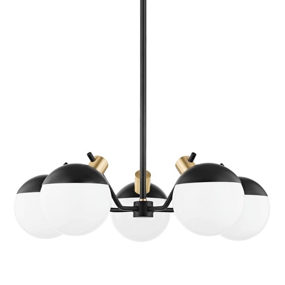 20W 5 Led Chandelier-10 inches Tall and 28 inches Wide-Aged Brass/Soft Black Finish Bailey Street Home 735-Bel-4623921