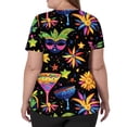 thumbnail image 4 of Mardi Gras Scrub Tops for Women Sequins Short Sleeve Glitter Uniform Sparkly Feathers Print V Neck Medical Scrubs with Pockets Black M, 4 of 5