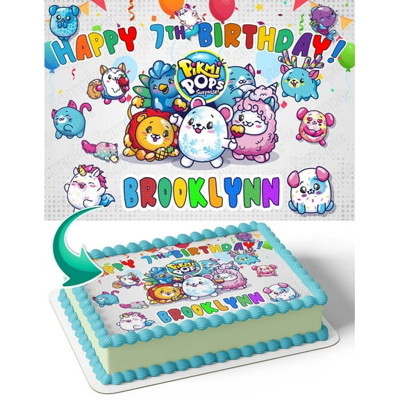 Pikmi Pops Surprise Edible Image Cake Topper Personalized Birthday Sheet Decal Banner 1/4 Sheet