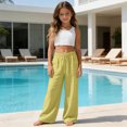 thumbnail image 7 of Lovzfmll Girl's Pants, Linen Drawstring Wide Leg Loose Fit with Pockets, Casual Pants for Little Girls 7-8 Years, 7 of 7