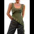 thumbnail image 1 of Top Corto Y2K para Mujer, para Salir, de Verano, Sin Mangas, Asimétrico, de , Ajustado, para Fiesta. Verde XL, 1 of 7