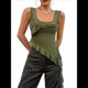 thumbnail image 1 of Top Corto Y2K para Mujer, para Salir, de Verano, Sin Mangas, Asimétrico, de , Ajustado, para Fiesta. Verde XL, 1 of 7
