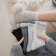thumbnail image 5 of Nvzi Calcetines de mujer de media caña con doble canalé, 3 pares de calcetines casuales cálidos de color gris oscuro, talla única, gruesos, de cuello redondo, adecuados para el invierno., 5 of 5