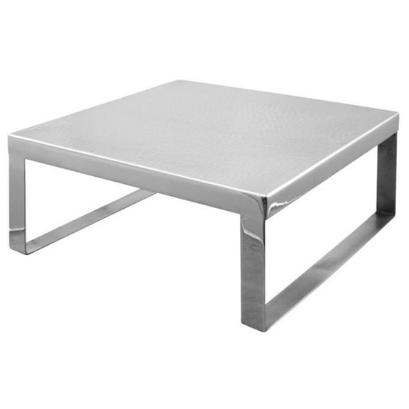 HUBERT Display Riser Stainless Steel with Hammered Finish - 12 1/4"L x 12 1/4"W x 6"H
