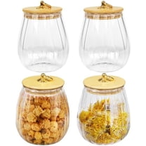 Glass Canisters, 4 Pack 25 Oz Glass Canisters With Airtight Lids Glass Jars Glass Containers With Bamboo Lids, Glass Cookie Jars Small Storage Jars For Dry Food, Tea, Cookie$$Home Decor, Kitchen, &