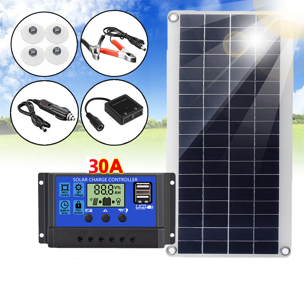 Xhy Solar Panel Kit with 30A Controller 12V Battery Charger Maintainer