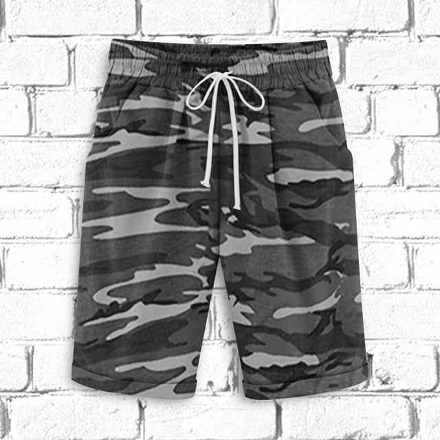 EOYWHK Big and Tall Shorts for Men Cotton Linen Shorts Elastic Waist Drawstring with Pockets ,Sizes S-5XL