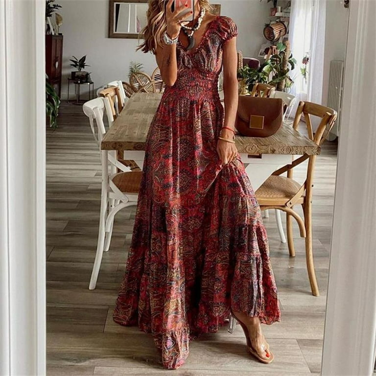 TBKOMH Plus Size Maxi Dress for Women, 2023 Summer Flowy Dresses