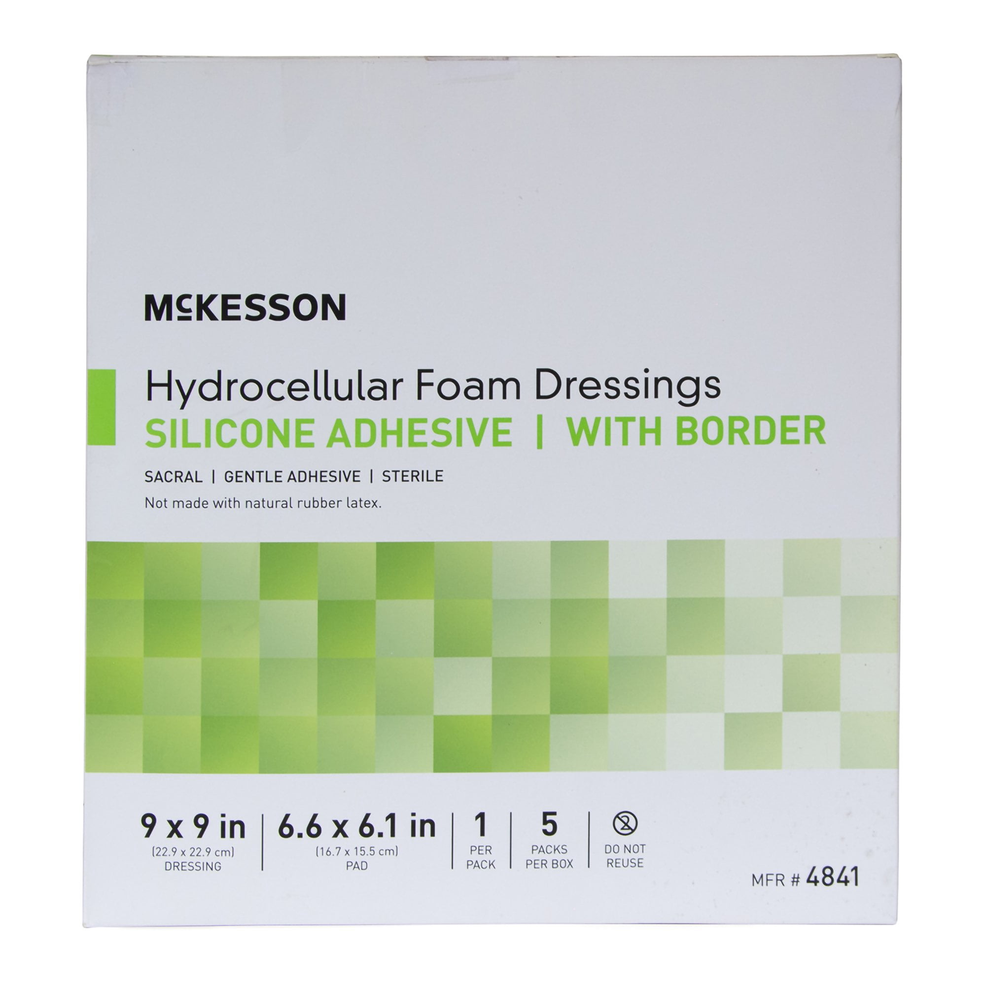McKesson 5-Layer Foam Dressing 9"x9" Sacral With Border Waterproof Film Backing 4841 50 per Case