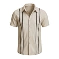 thumbnail image 3 of SHTXOZHI Men's Cuban Guayabera Shirt Short Sleeve Button Down Plus Size Shirts Wedding Summer Beach Tops, 3 of 6