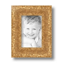 ArtToFrames 4x6 Inch Gold and Black Picture Frame, This Gold Wood Poster Frame is Great for Your Art or Photos, Comes with Regular Glass (4902)