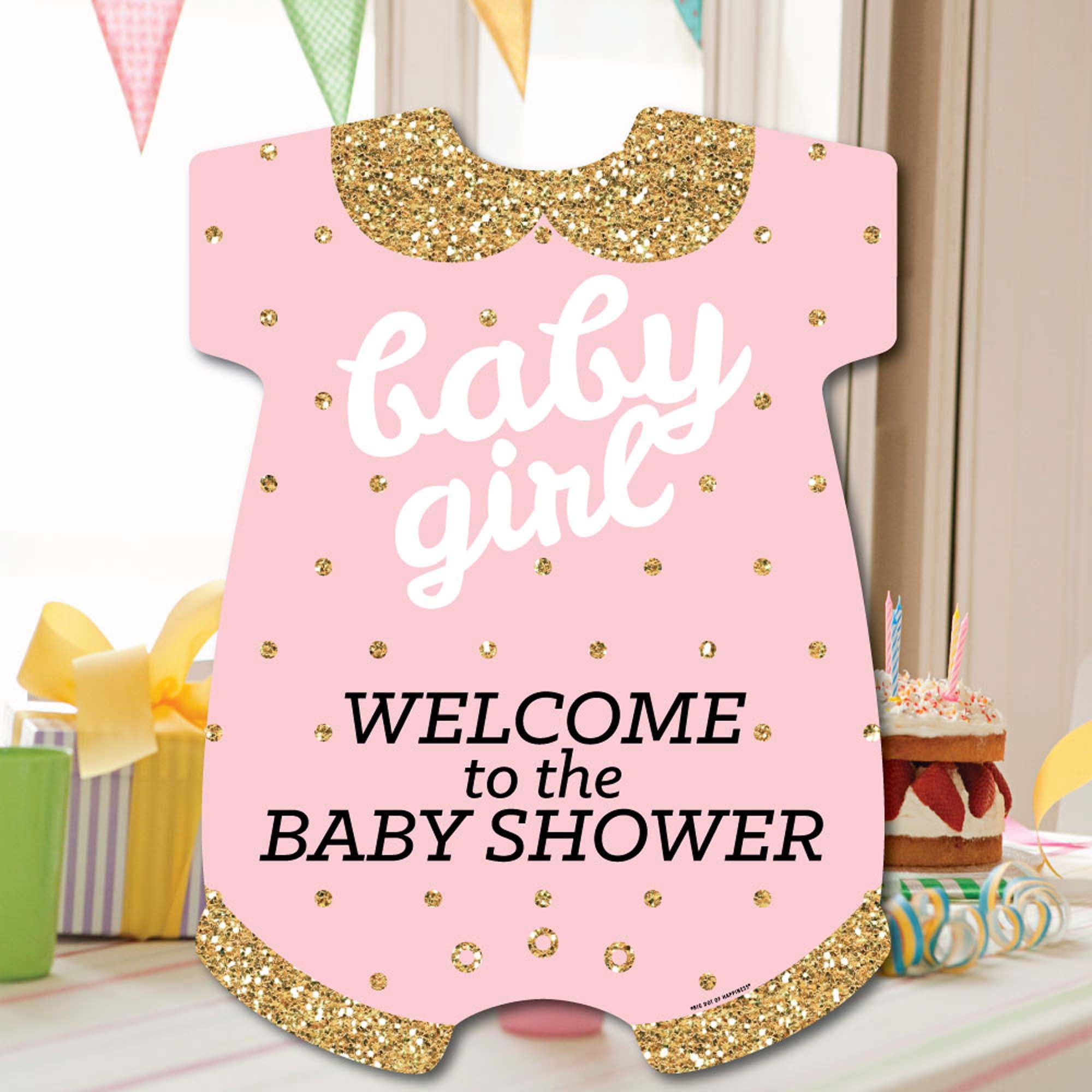 Big Dot of Happiness Hello Little One - Pink and Gold - Party Decorations - It's A Girl Baby Shower Welcome Yard Sign