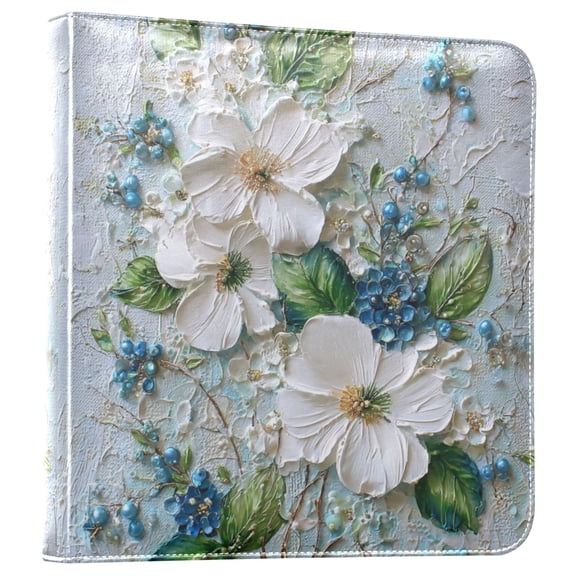 Photo Album Leather Photo Album Bookshelf Photo Albums Scrapbooking Albums Durable and Fashionable White Flowers