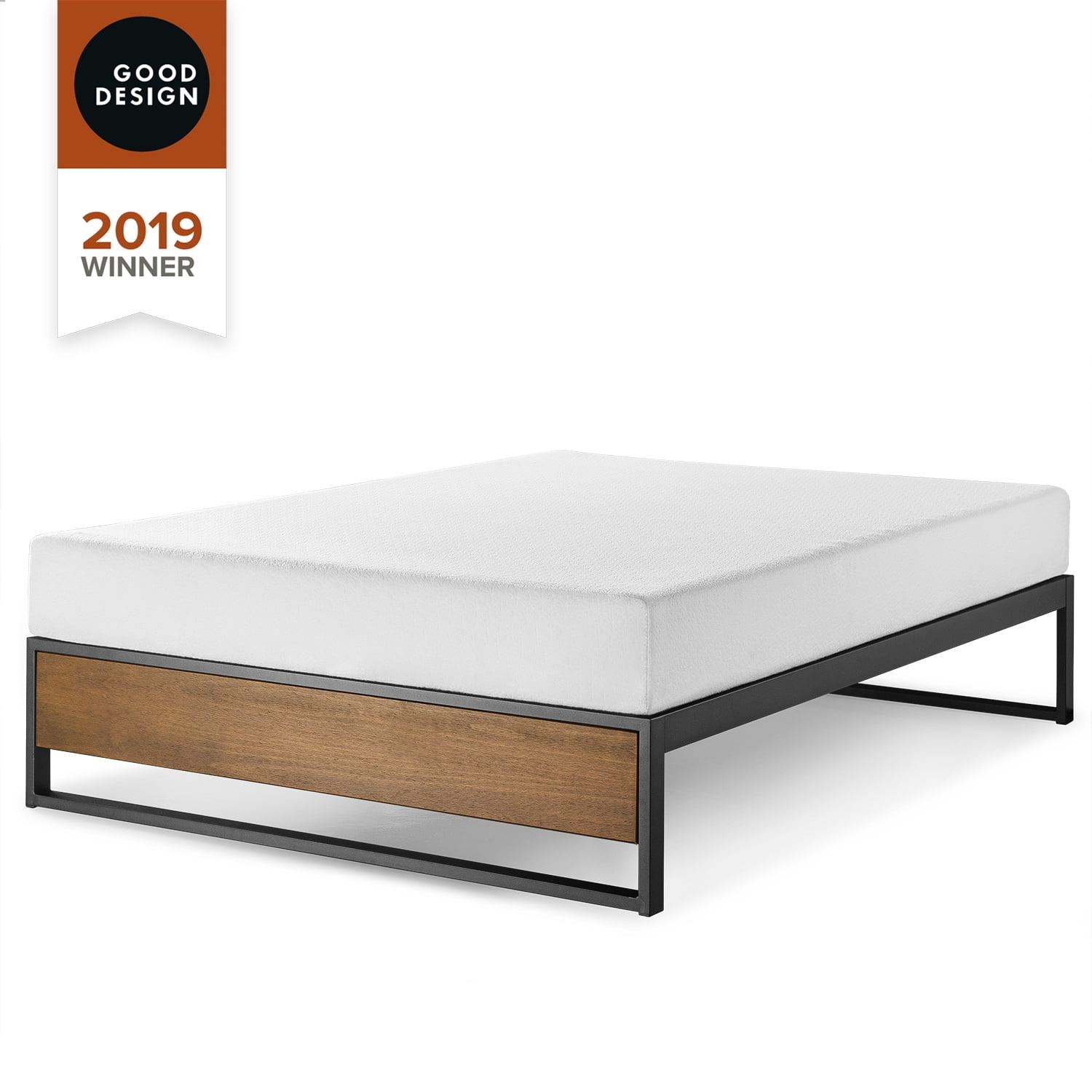 Zinus Good Design Winner Suzanne 14" Metal and Wood Platform Bed, Queen