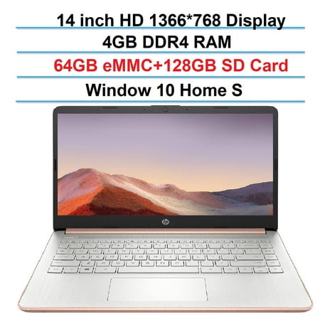 2121 Newest HP 14 Premium Laptop 14" HD Display Intel Celeron N4020 Processor 4GB DDR4 64GB eMMC + 128GB SD Card Intel UHD Graphics 600 USB-C HDMI Wifi5 Bluetooth Win10