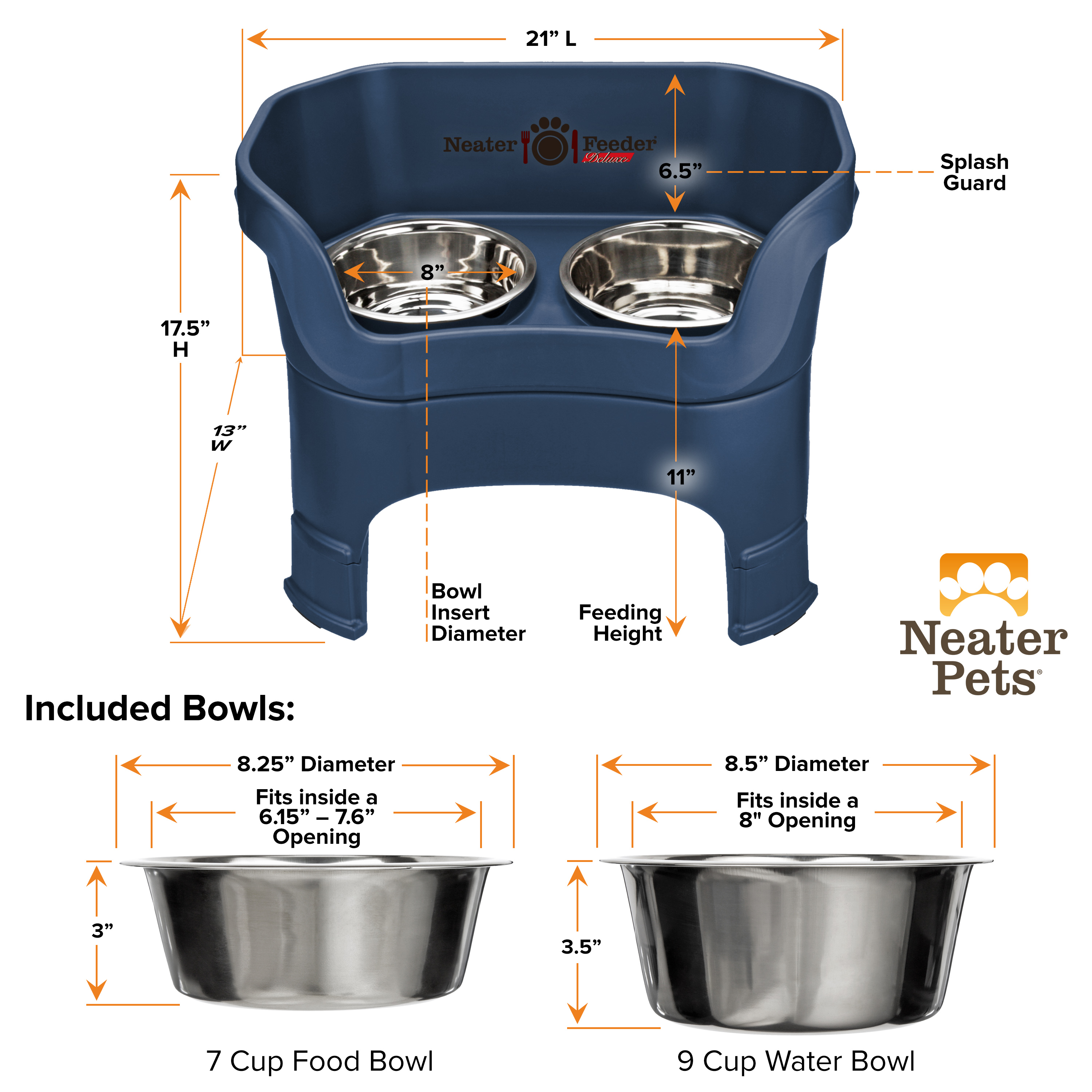Neater Pet Brands Neater Feeder Deluxe, Dark Blue Large photo 4