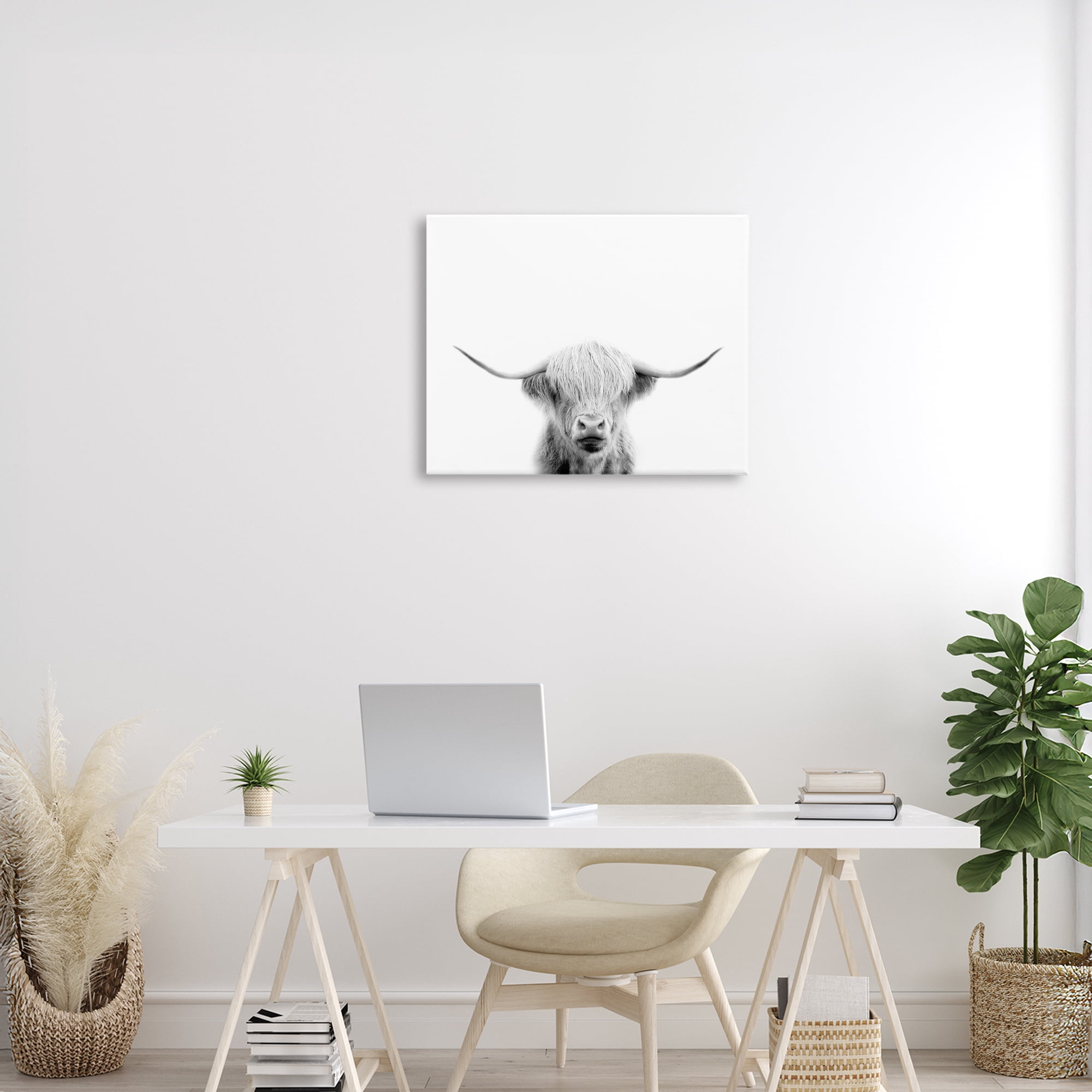 Stupell Industries Scottish Cow Portrait Canvas Wall Art, design by Leah Straatsma